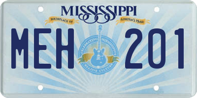 MS license plate MEH201