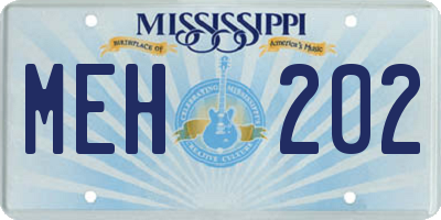 MS license plate MEH202