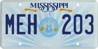 MS license plate MEH203