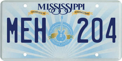 MS license plate MEH204