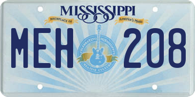 MS license plate MEH208