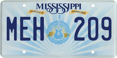 MS license plate MEH209