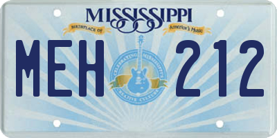 MS license plate MEH212