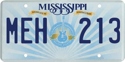MS license plate MEH213