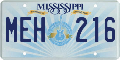 MS license plate MEH216