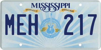 MS license plate MEH217