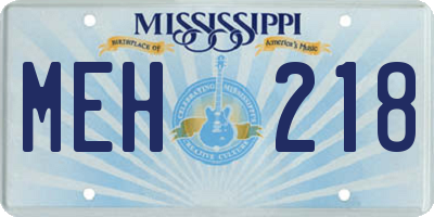 MS license plate MEH218