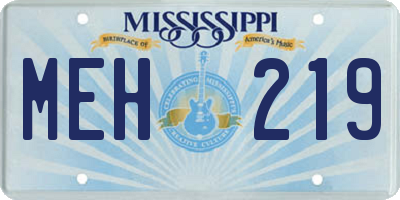 MS license plate MEH219