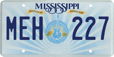 MS license plate MEH227