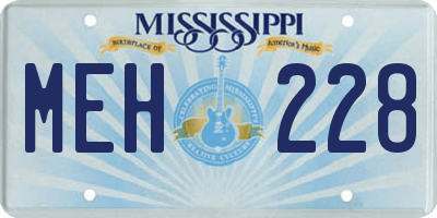 MS license plate MEH228