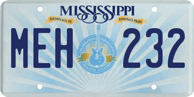 MS license plate MEH232