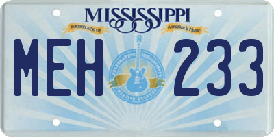 MS license plate MEH233
