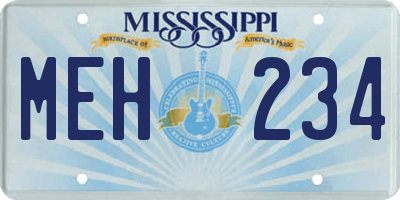 MS license plate MEH234