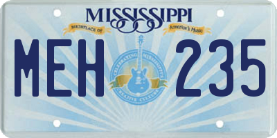 MS license plate MEH235