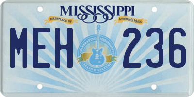 MS license plate MEH236