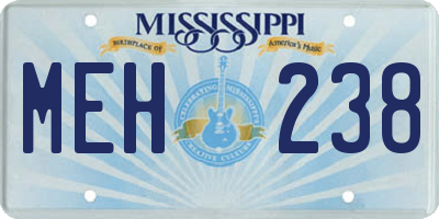MS license plate MEH238