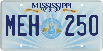 MS license plate MEH250