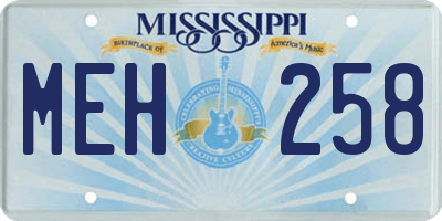 MS license plate MEH258
