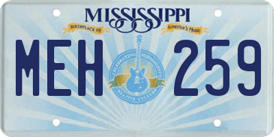 MS license plate MEH259