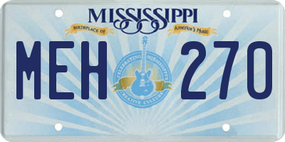 MS license plate MEH270
