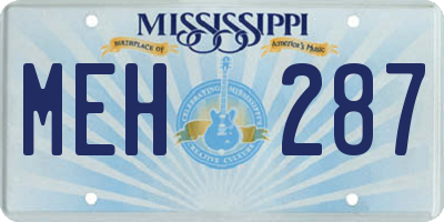 MS license plate MEH287