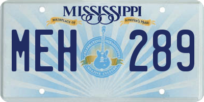 MS license plate MEH289