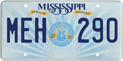 MS license plate MEH290