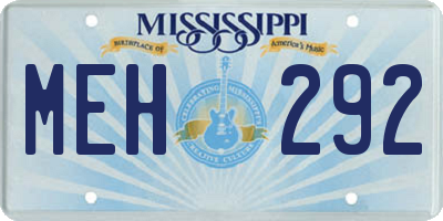 MS license plate MEH292