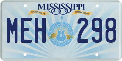 MS license plate MEH298