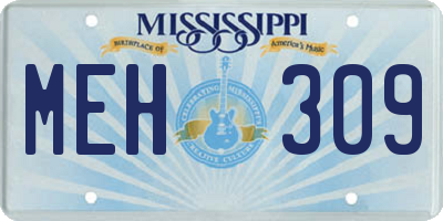 MS license plate MEH309