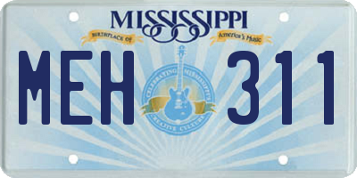MS license plate MEH311