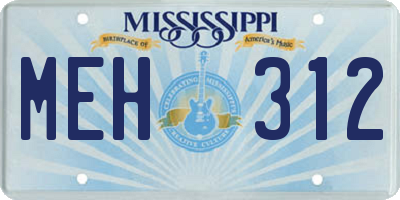 MS license plate MEH312