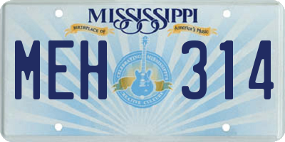 MS license plate MEH314