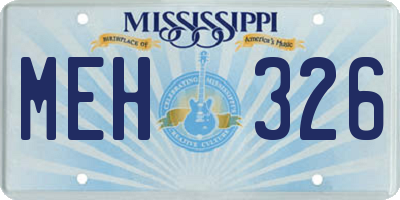 MS license plate MEH326