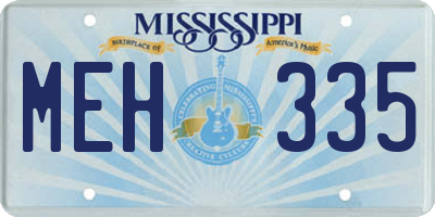 MS license plate MEH335