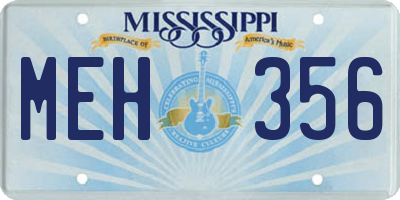 MS license plate MEH356