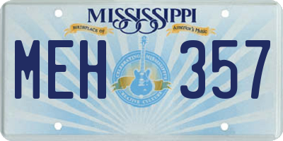 MS license plate MEH357