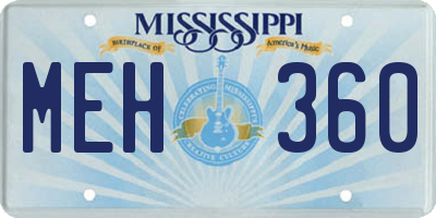 MS license plate MEH360