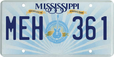 MS license plate MEH361