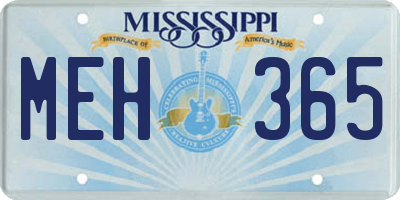 MS license plate MEH365
