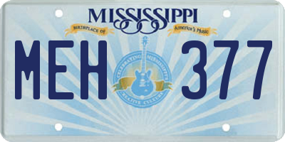 MS license plate MEH377