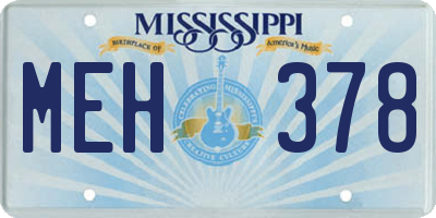 MS license plate MEH378