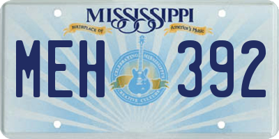 MS license plate MEH392