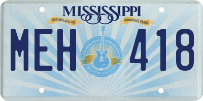 MS license plate MEH418
