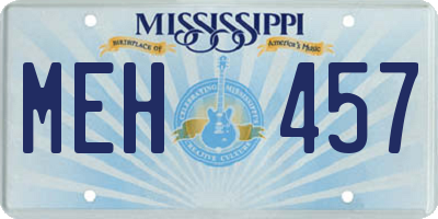 MS license plate MEH457
