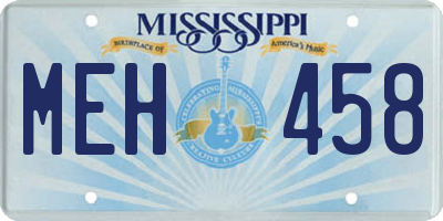 MS license plate MEH458