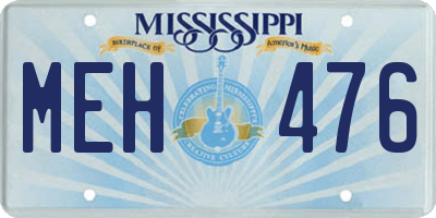 MS license plate MEH476