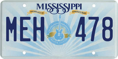 MS license plate MEH478