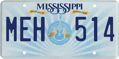MS license plate MEH514