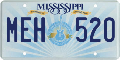 MS license plate MEH520